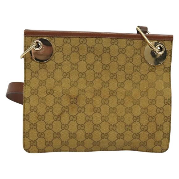 GUCCI GG Canvas Shoulder Bag Beige Gold - Picture 2 of 12